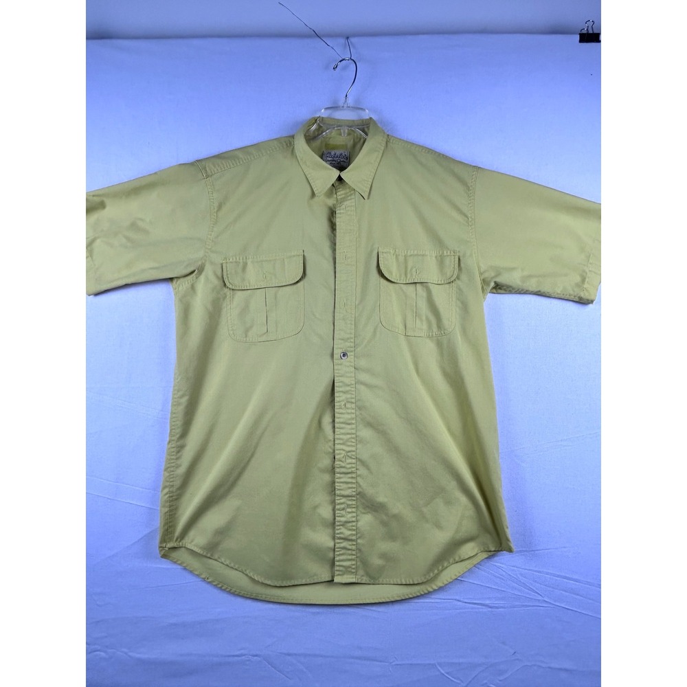 Cabelas Mens Large Tall Short Sleeve Button Down Shirt Green SH308SS Pocket